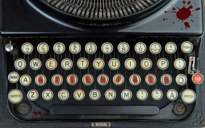 High angle view of old typewriter