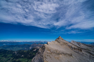 Scenic view of mountain against cloudy sky