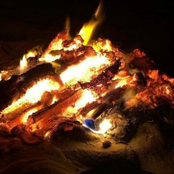 Close-up of bonfire at night