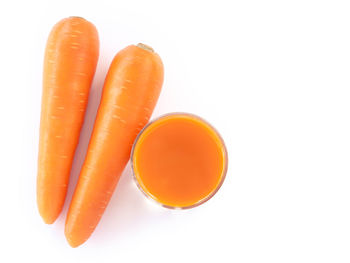 High angle view of orange on white background