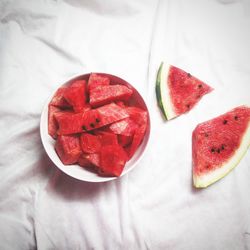 High angle view of strawberries on plate