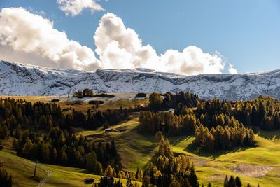 Scenic view of dolomites against sky
