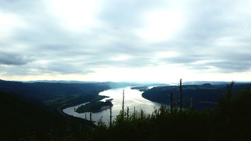 Scenic view of sea against cloudy sky