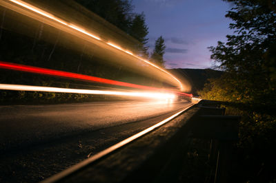 Blurred motion of road at night