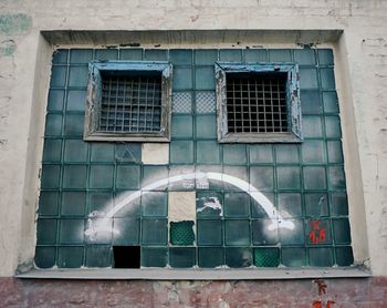 Low angle view of window on building