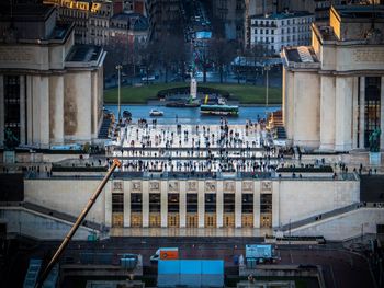 High angle view of buildings in city