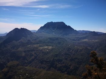 Scenic view of mountains against sky