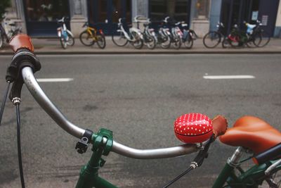 Cropped image of bicycle on road