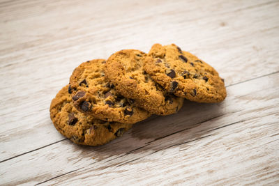 High angle view of cookies on table