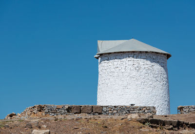 Architectural details of old antique windmills on a mountain of bodrum