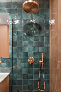 Low section of man standing in bathroom