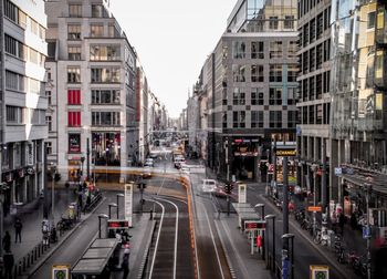 Panoramic view of city street and buildings