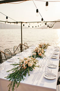 Place setting at harbor