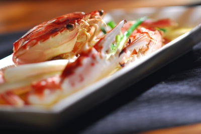 Close-up of food in plate on table
