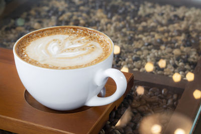 Coffee cup on table