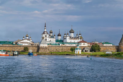 Solovetsky monastery on the solovetsky islands in the white sea, russia. view from white sea