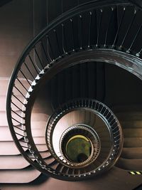 High angle view of spiral stairs