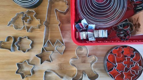 High angle view of shoes on table