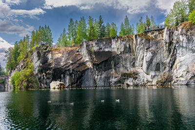 Landscape of the mountain park ruskeala in the republic of karelia