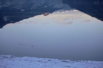 High angle view of frozen lake