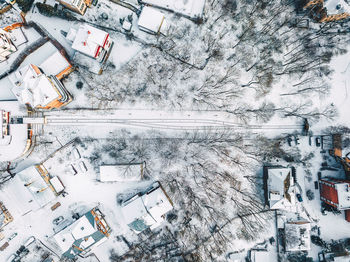 Aerial view of city during winter