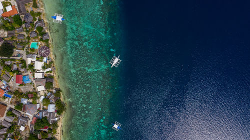 High angle view of people on beach