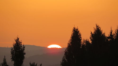 Silhouette trees against sky during sunset