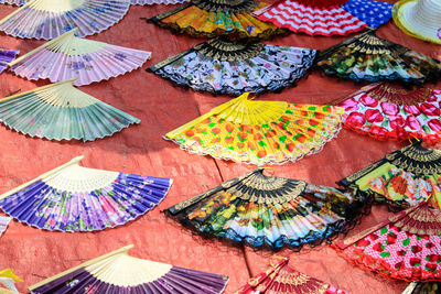 Close-up of multi colored hand fan