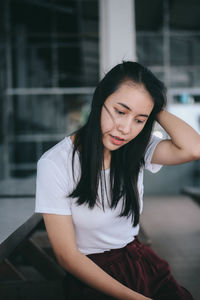 Portrait of beautiful young woman