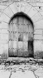 Closed door of old building