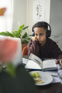 Boy doing homework at home