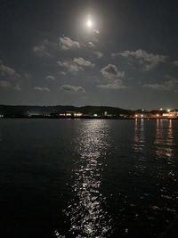 Scenic view of sea against sky at night