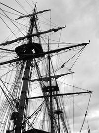 Low angle view of sailboat against sky