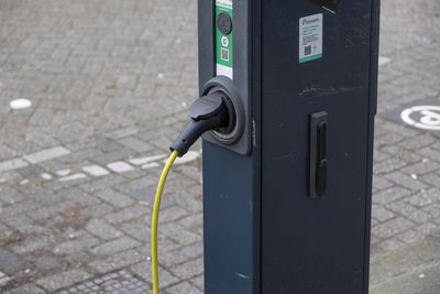 Close-up of telephone booth