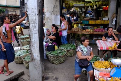 People at market