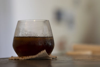 Close-up of drink in glass on table