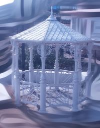 Building seen through glass window
