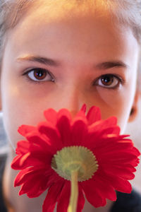 Close-up portrait of red flower