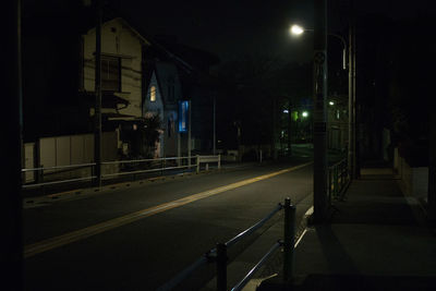 View of empty road at night