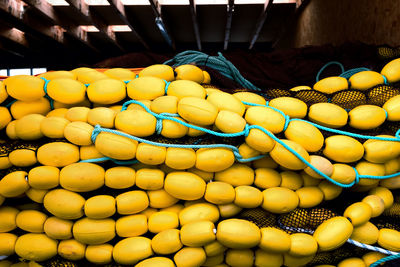 Stack of yellow buoys
