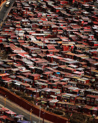 High angle view of buildings in city