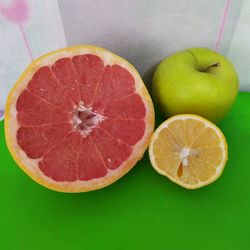 High angle view of fruits on table