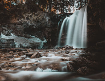 Scenic view of waterfall in forest