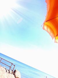 Close-up of sea against clear blue sky