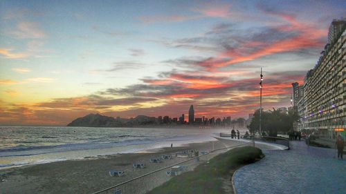 View of cityscape at sunset