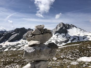 Scenic view of snowcapped mountain against sky