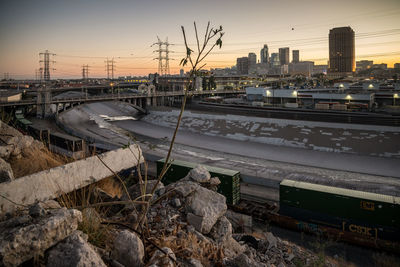 High angle view of railroad tracks