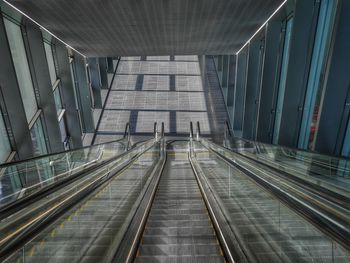 High angle view of escalator