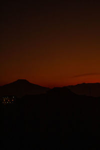 Scenic view of silhouette mountains against sky during sunset