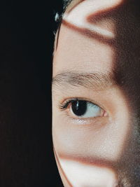 Close-up of human eye against black background